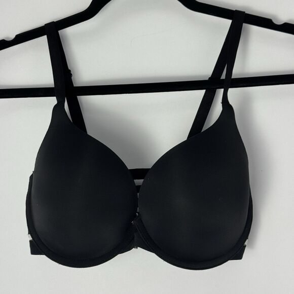 Victoria’s Secret T-Shirt Push-Up Bra 32DD Full Coverage Strappy Back Black - Picture 3 of 8